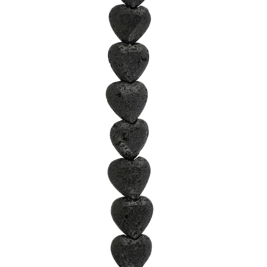 Black Lava Heart Beads, 10mm by Bead Landing&#x2122;
